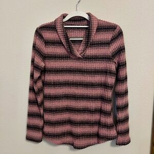 MICOSON Brand Pink and Black Striped Top, Long Sleeves, Size Small
